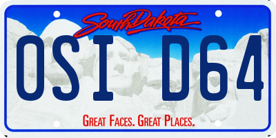 SD license plate 0SID64