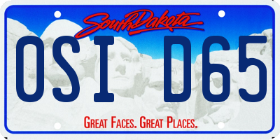 SD license plate 0SID65