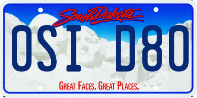 SD license plate 0SID80