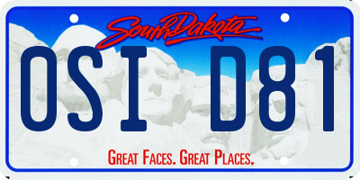 SD license plate 0SID81