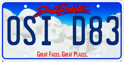 SD license plate 0SID83