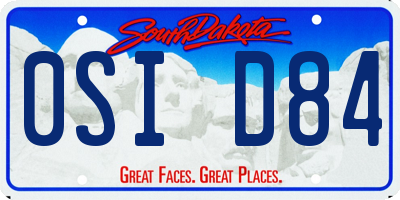 SD license plate 0SID84