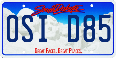 SD license plate 0SID85