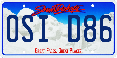 SD license plate 0SID86
