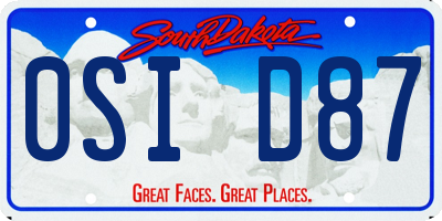 SD license plate 0SID87