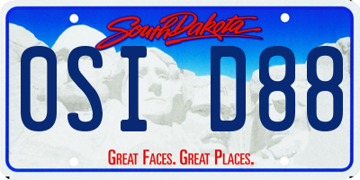 SD license plate 0SID88