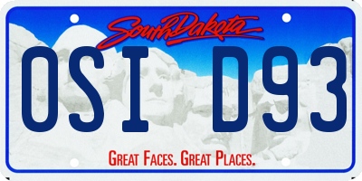 SD license plate 0SID93