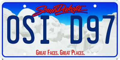 SD license plate 0SID97