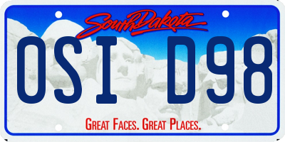 SD license plate 0SID98