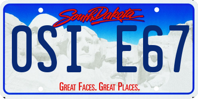 SD license plate 0SIE67