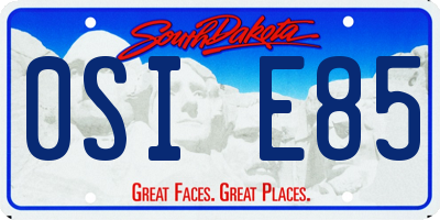 SD license plate 0SIE85