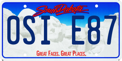 SD license plate 0SIE87