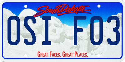 SD license plate 0SIF03