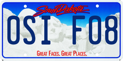SD license plate 0SIF08