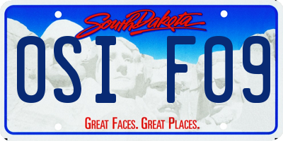 SD license plate 0SIF09