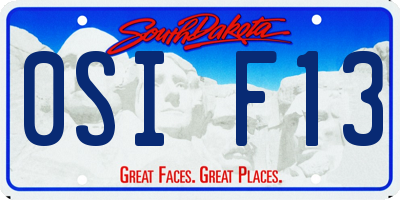 SD license plate 0SIF13