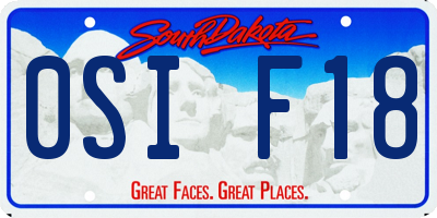 SD license plate 0SIF18