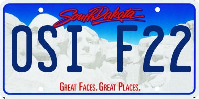 SD license plate 0SIF22
