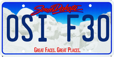 SD license plate 0SIF30