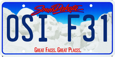 SD license plate 0SIF31