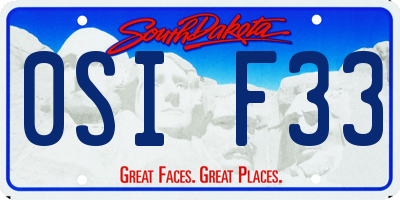 SD license plate 0SIF33