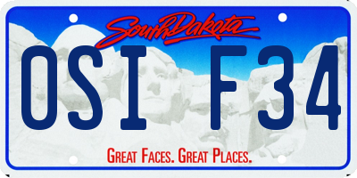 SD license plate 0SIF34