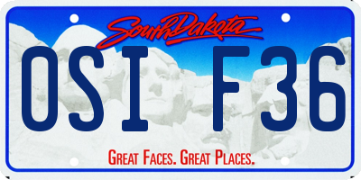 SD license plate 0SIF36