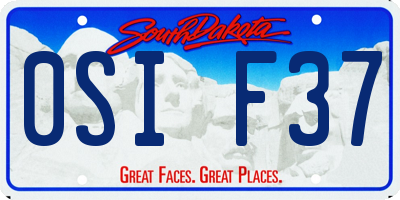 SD license plate 0SIF37