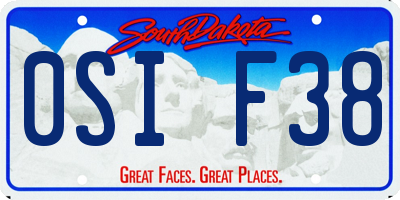 SD license plate 0SIF38