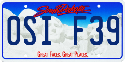 SD license plate 0SIF39