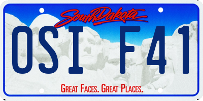 SD license plate 0SIF41