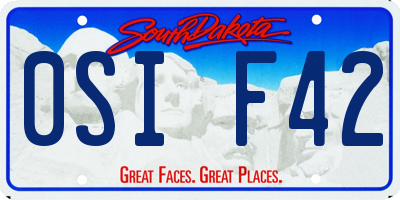 SD license plate 0SIF42