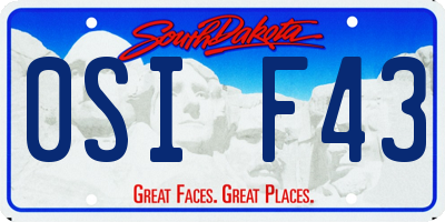 SD license plate 0SIF43