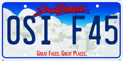 SD license plate 0SIF45