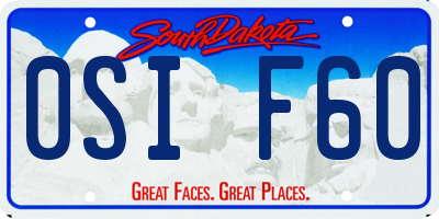 SD license plate 0SIF60