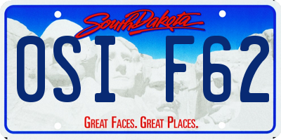 SD license plate 0SIF62