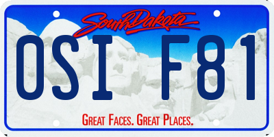 SD license plate 0SIF81