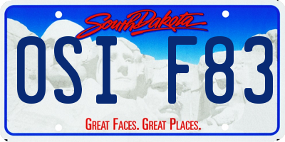 SD license plate 0SIF83