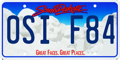 SD license plate 0SIF84