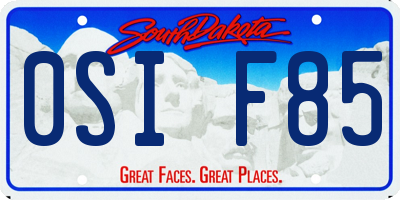 SD license plate 0SIF85