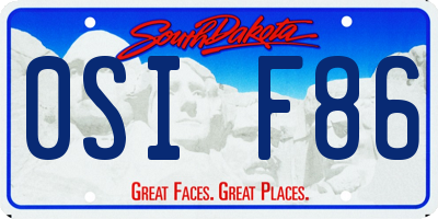 SD license plate 0SIF86