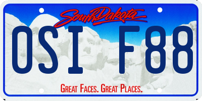 SD license plate 0SIF88