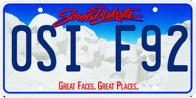 SD license plate 0SIF92