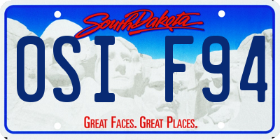 SD license plate 0SIF94