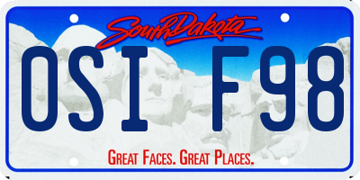 SD license plate 0SIF98