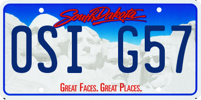 SD license plate 0SIG57