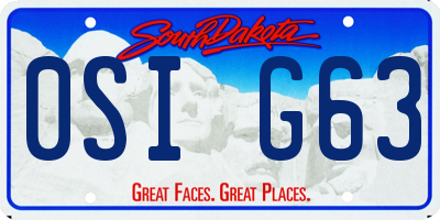 SD license plate 0SIG63