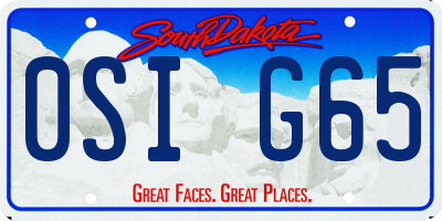 SD license plate 0SIG65