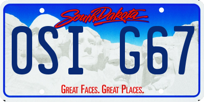 SD license plate 0SIG67