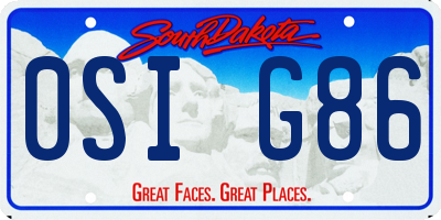 SD license plate 0SIG86